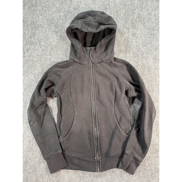 lululemon athletica Tops - Lululemon Scuba Hoodie Womens Small Black Full‎ Zip Thumbholes Sweatshirt Logo